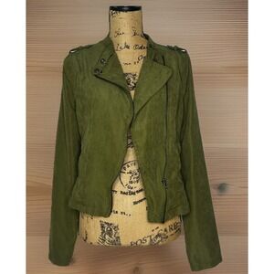 Milk and Honey Outerwear Moto Jacket Womens Size Medium Olive GreenCropped Biker